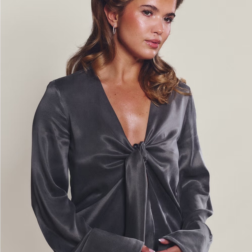 Djerf Avenue Charcoal Satin Top
